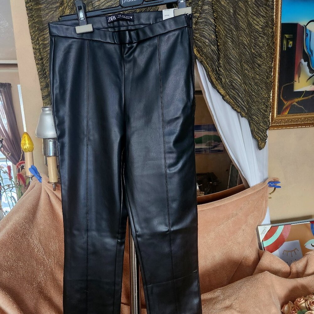 B22 Zara faux leather pants Sz M with front crease